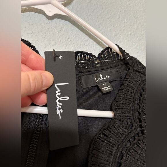 Lulus NWT Angel in Disguise Black Lace Mini Skater Dress M - Picture 7 of 9